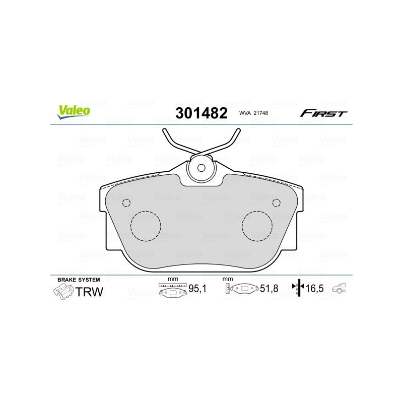 VALEO 301482 Klocki hamulcowe Tył dla