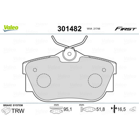 VALEO 301482 Plaquettes de frein Arrière pour