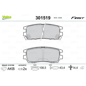 VALEO 301519 Brzdové platničky Zadné pre