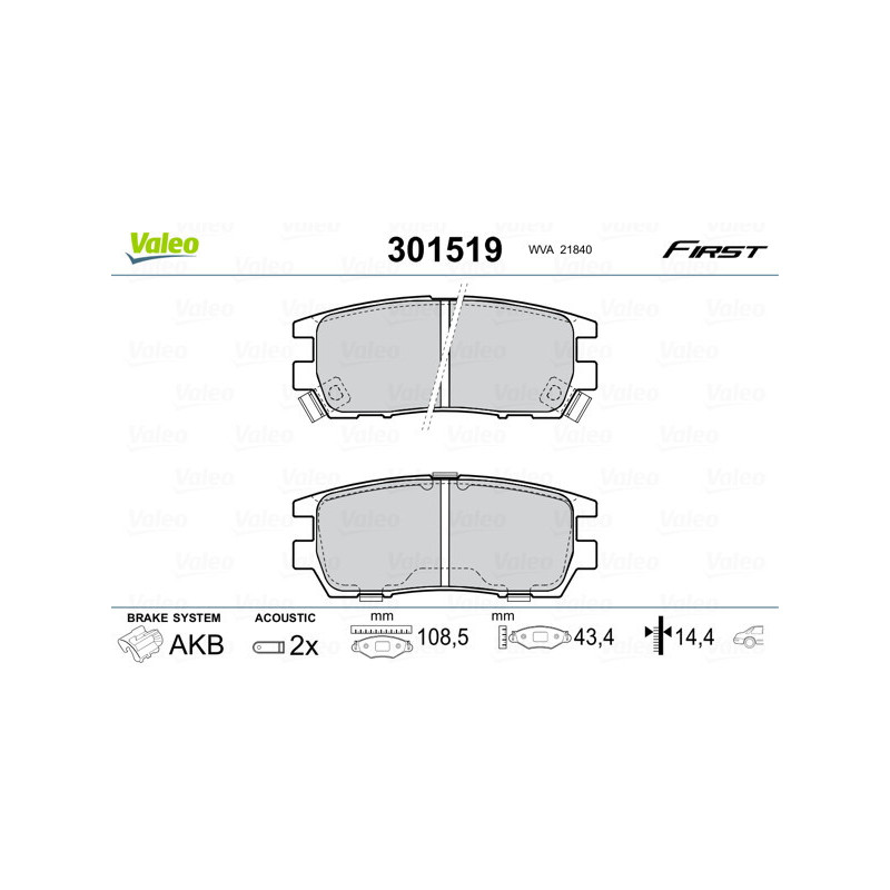 VALEO 301519 Plaquettes de frein Arrière pour