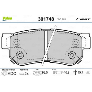 VALEO 301748 Pastiglie freno Posteriore per