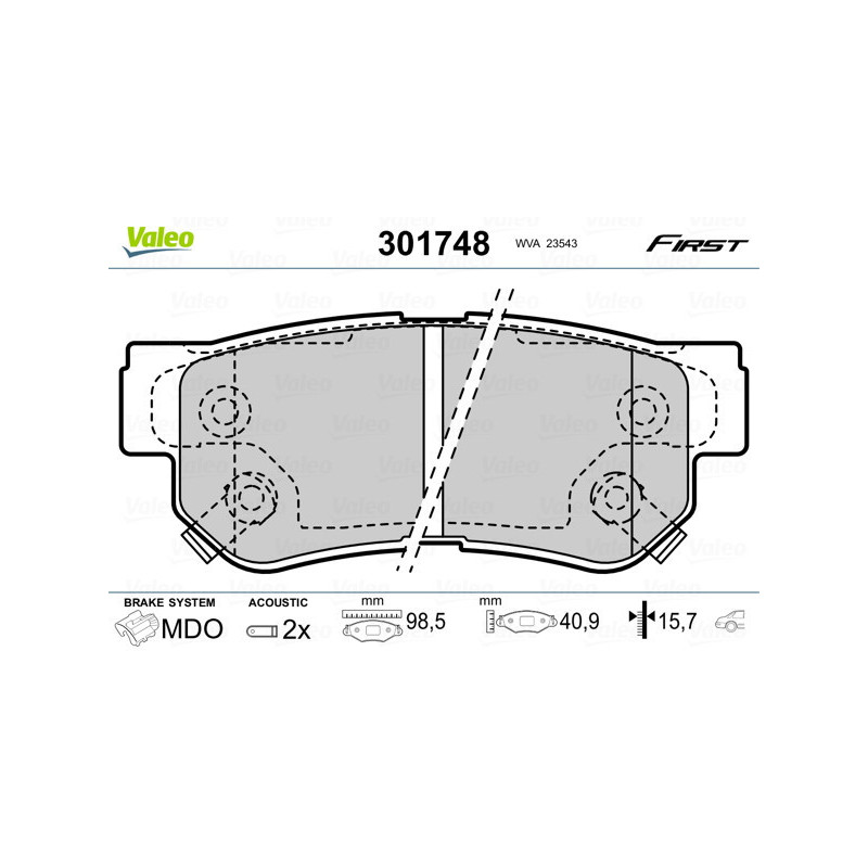 VALEO 301748 Plaquettes de frein Arrière pour