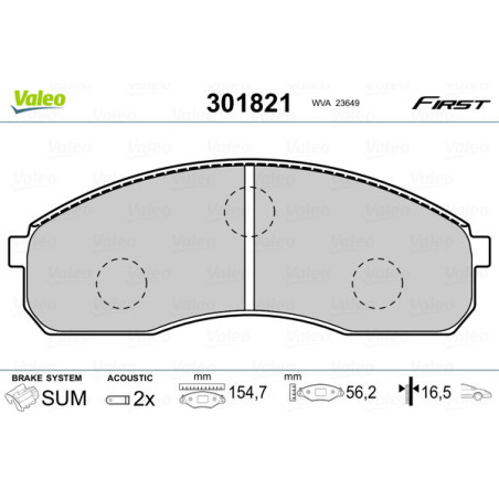 VALEO 301821 Plaquettes de frein Avant pour