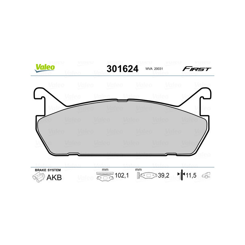 VALEO 301624 Bremsbeläge Hinten für