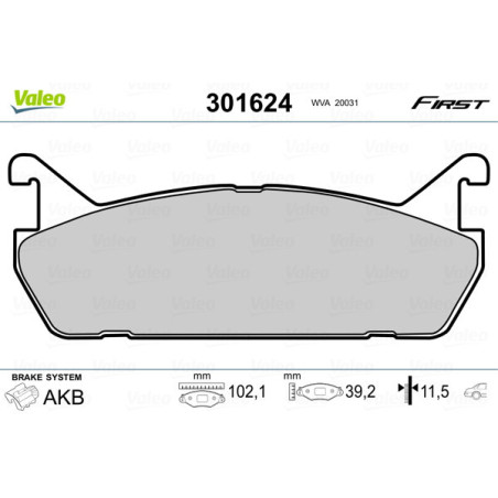 VALEO 301624 Bremsbeläge Hinten für