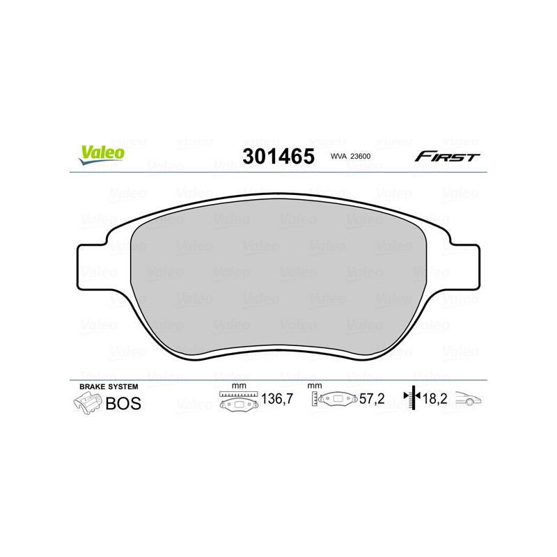 VALEO 301465 Brzdové destičky Přední pro