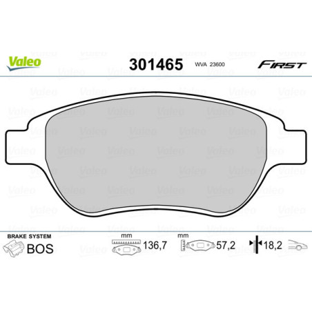 VALEO 301465 Pastillas de freno Delantero para