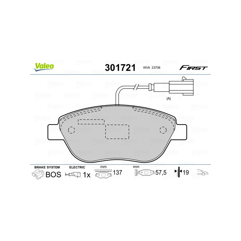 VALEO 301721 Brzdové destičky Přední pro