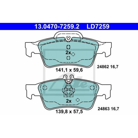 ATE 13.0470-7259.2 Brake Pads Set Rear for Mercedes E CLS S SL
