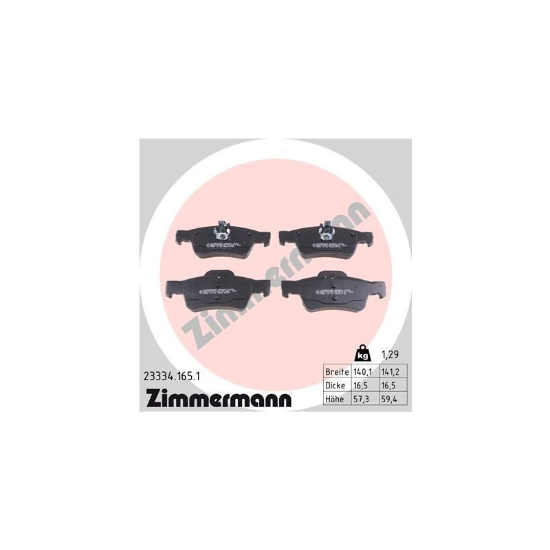 Plaquettes de frein Arrière pour Mercedes CLS E S SL ZIMMERMANN 23334.165.1