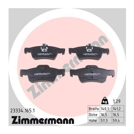Plaquettes de frein Arrière pour Mercedes CLS E S SL ZIMMERMANN 23334.165.1