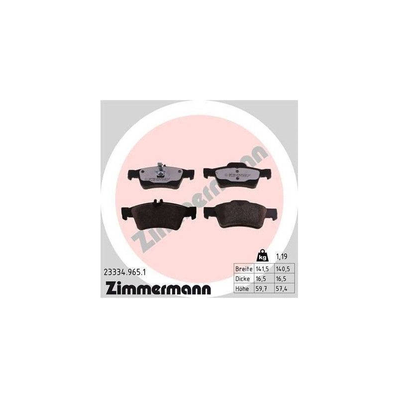 Pastiglie freno Posteriore per Mercedes CLS E S SL ZIMMERMANN 23334.965.1