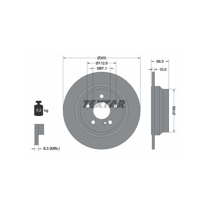 REAR Brake Disc Mercedes CLS E TEXTAR 92115405 PRO+