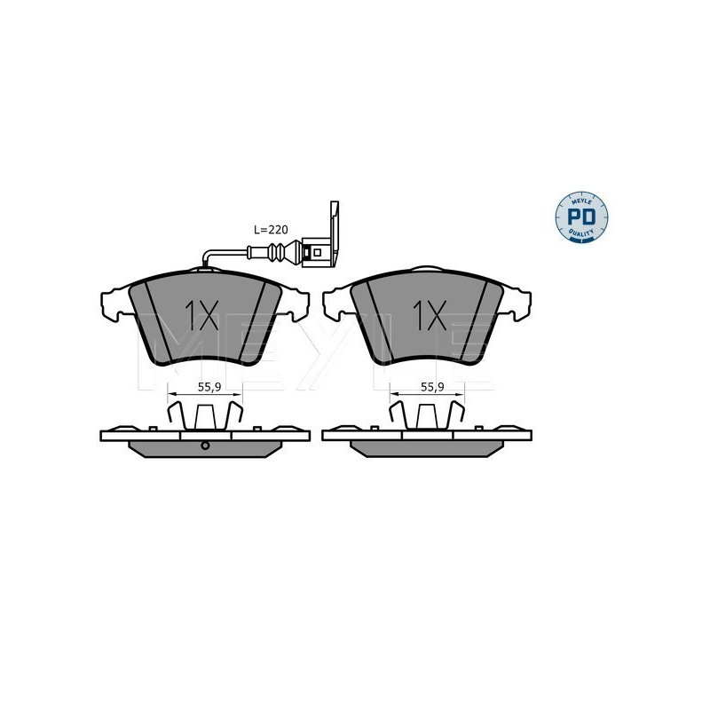 MEYLE 025 237 4619/PD Brake Pads Set Front for Transporter Multivan California