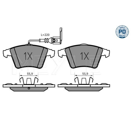 MEYLE 025 237 4619/PD Brake Pads Set Front for Transporter Multivan California