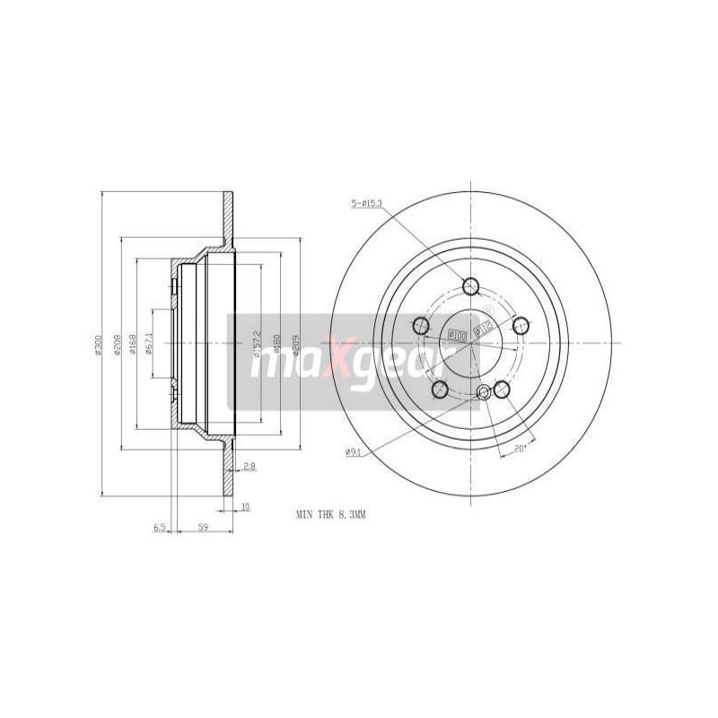 MAXGEAR 19-1198 Brzdový kotouč zadní pro MERC E CLS
