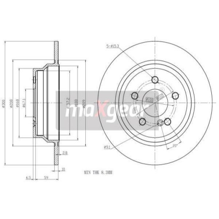 MAXGEAR 19-1198 Disco freno posteriore per MERC E CLS