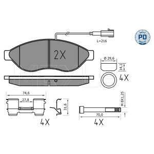 MEYLE 025 244 6819-1/PD Pastiglie freno anteriore per Ducato Boxer JUMPER Movano