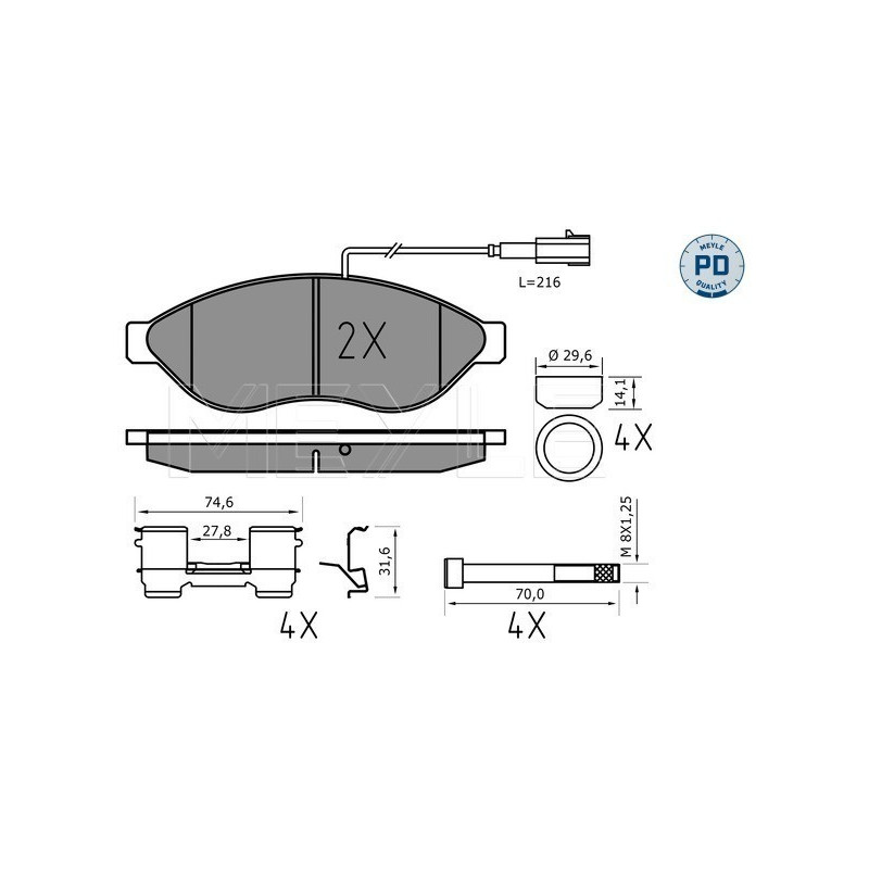MEYLE 025 244 6819-1/PD Brzdové destičky přední pro Ducato Boxer JUMPER Movano