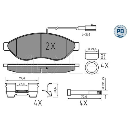 MEYLE 025 244 6819-1/PD Klocki hamulcowe przód dla Ducato Boxer JUMPER Movano