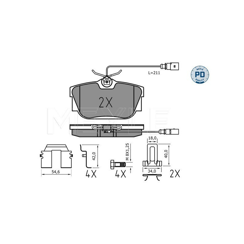 MEYLE 025 234 4616/PD Brake Pads Set Rear for Transporter Sharan Alhambra Galaxy
