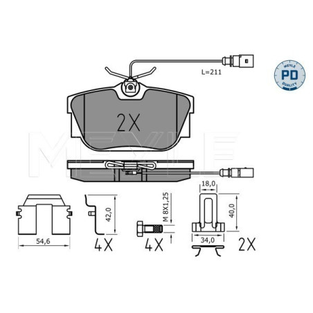 MEYLE 025 234 4616/PD Bremsbeläge Hinten für Transporter Sharan Alhambra Galaxy