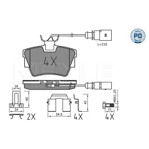 MEYLE 025 232 2416-1/PD Brzdové platničky zadné pre VW Transporter California
