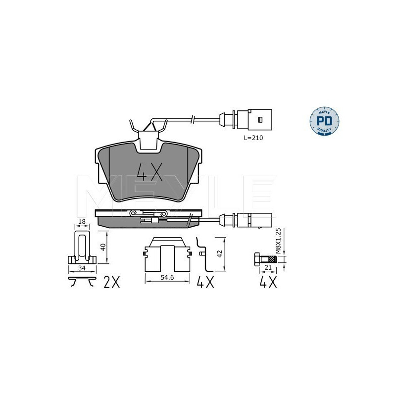 MEYLE 025 232 2416-1/PD Brake Pads Set Rear for VW Transporter California