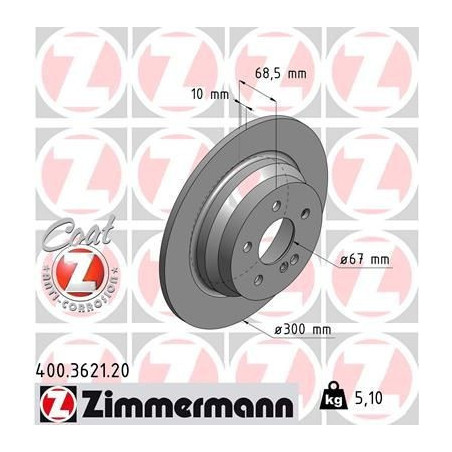 TRASERO Disco de freno Mercedes CLS E ZIMMERMANN 400.3621.20