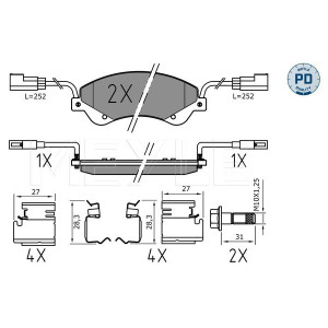 MEYLE 025 244 8518/PD Pastiglie freno anteriore per Ford Transit