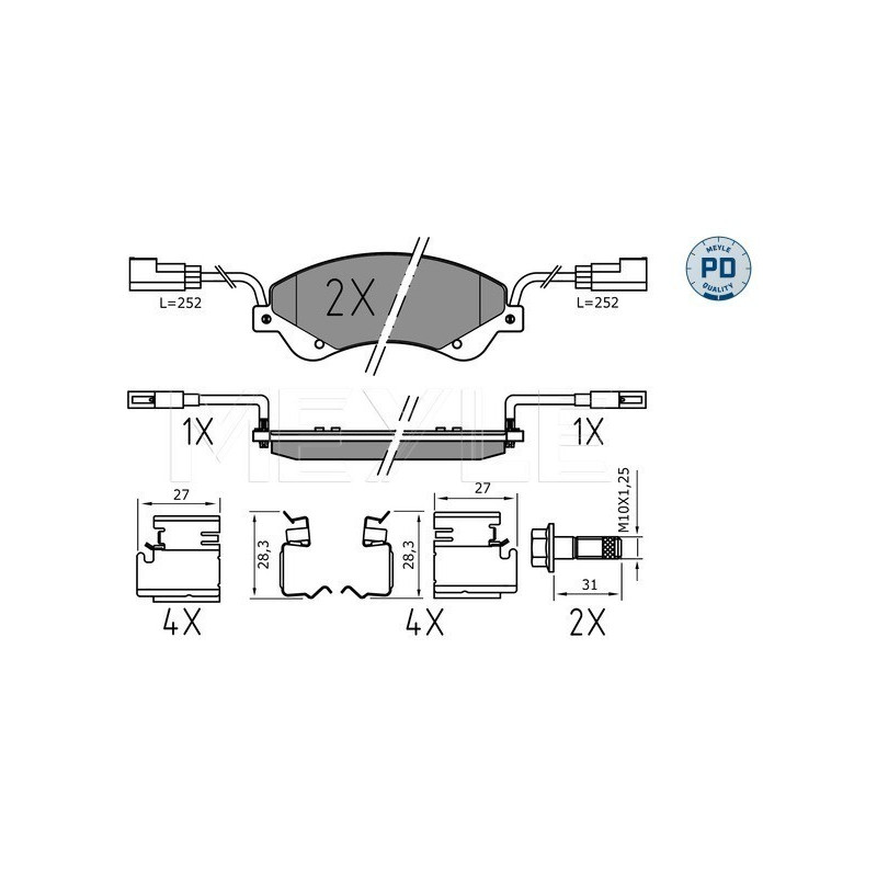 MEYLE 025 244 8518/PD Brake Pads Set Front for Ford Transit
