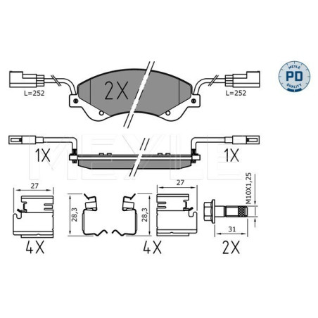 MEYLE 025 244 8518/PD Brzdové destičky přední pro Ford Transit