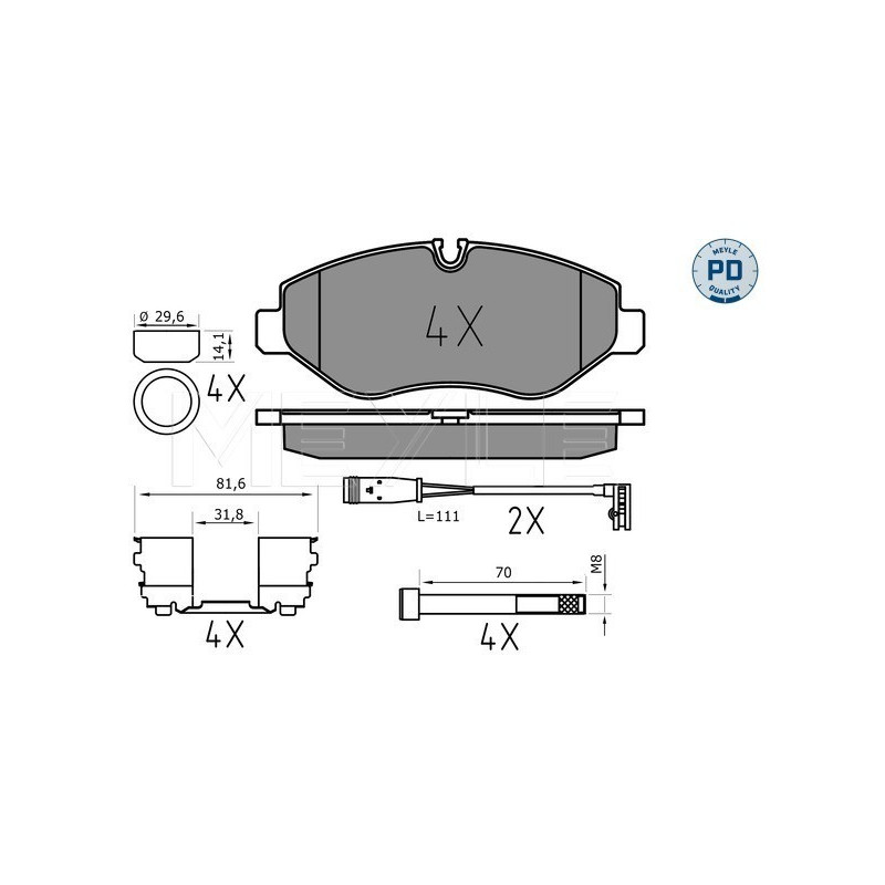 MEYLE 025 291 9220/PD Plaquettes de frein avant pour Sprinter Vito Crafter Viano EQV eSprinter eVITO
