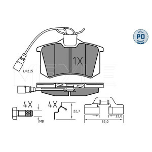 MEYLE 025 235 5417/PD Pastillas de freno trasero para Sharan Alhambra Galaxy Transporter