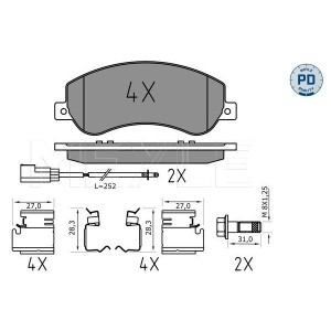MEYLE 025 244 8419/PD Brzdové platničky predné pre Ford Transit