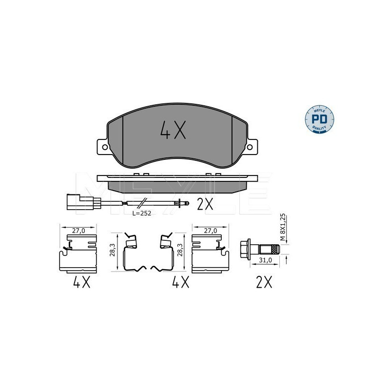 MEYLE 025 244 8419/PD Brzdové platničky predné pre Ford Transit