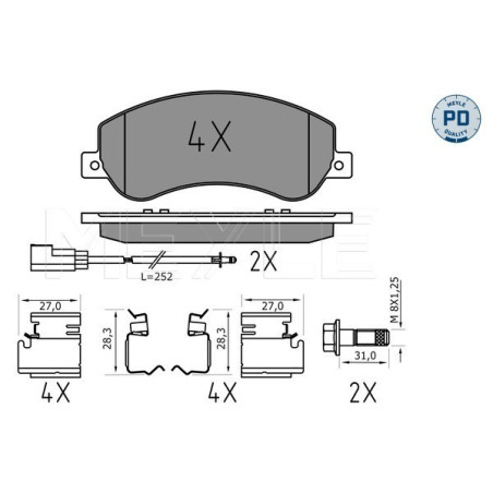 MEYLE 025 244 8419/PD Brake Pads Set Front for Ford Transit