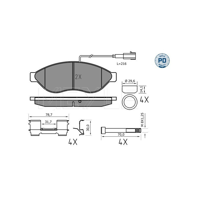 MEYLE 025 244 6819-2/PD Pastillas de freno delantero para Ducato JUMPER Boxer