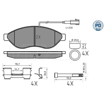 MEYLE 025 244 6819-2/PD Pastillas de freno delantero para Ducato JUMPER Boxer