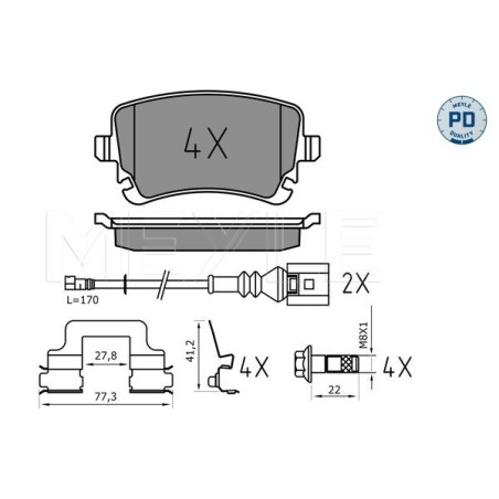 MEYLE 025 233 2617-1/PD Pastiglie freno posteriore per Transporter California Multivan A6