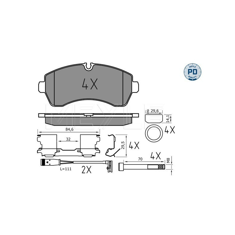 MEYLE 025 292 0020/PD Brake Pads Set Front for Sprinter Crafter eSprinter