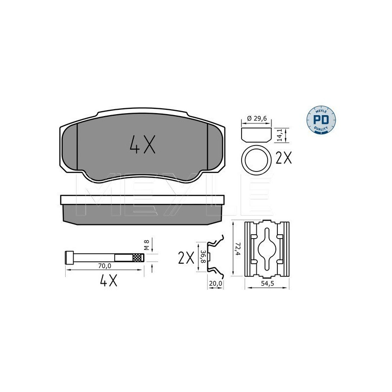 MEYLE 025 239 2120/PD Brake Pads Set Rear for JUMPER Boxer Ducato