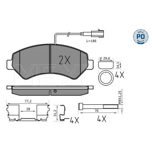 MEYLE 025 244 6619-1/PD Brzdové destičky přední pro Ducato JUMPER Boxer Movano