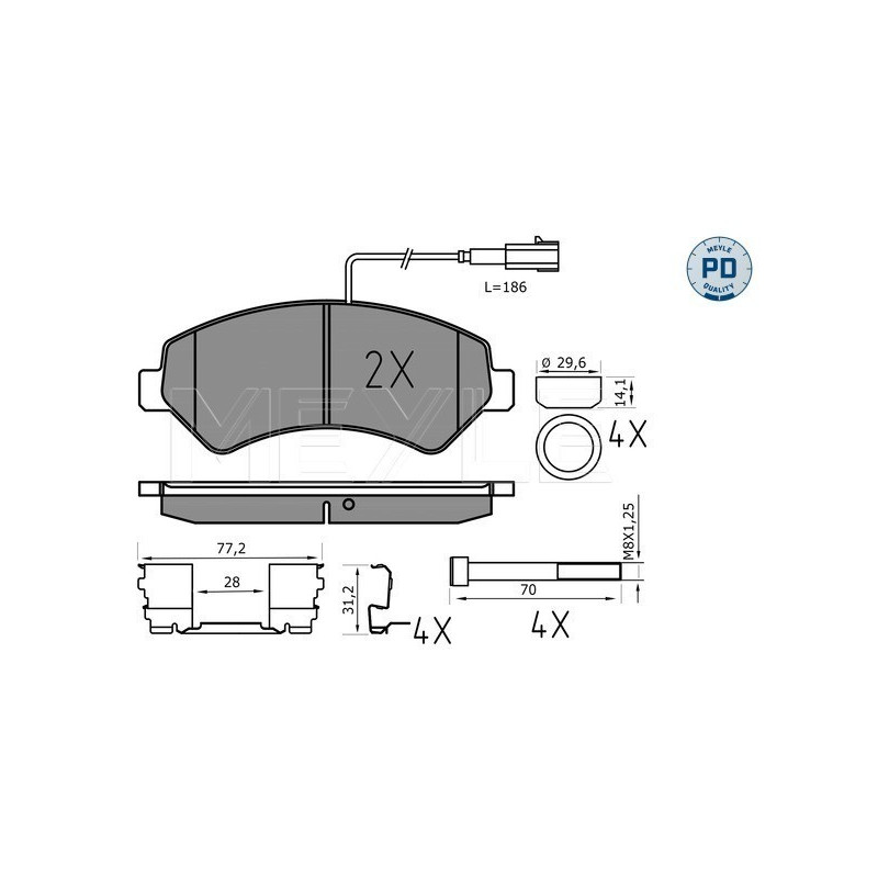MEYLE 025 244 6619-1/PD Brake Pads Set Front for Ducato JUMPER Boxer Movano