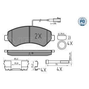 MEYLE 025 244 6619-2/PD Pastiglie freno anteriore per JUMPER Ducato Boxer Movano