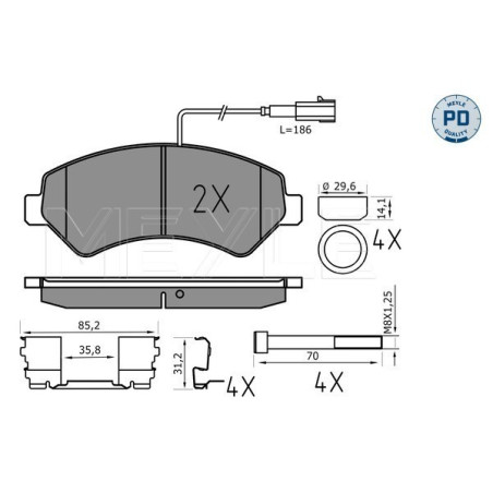MEYLE 025 244 6619-2/PD Klocki hamulcowe przód dla JUMPER Ducato Boxer Movano