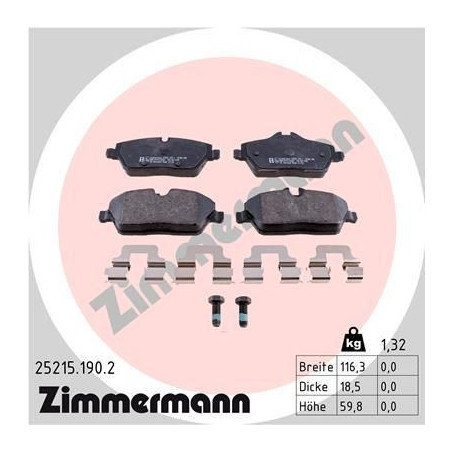 Klocki hamulcowe Tył dla Mercedes A CLA GL GLA GLE GLS ML SLC SLK ZIMMERMANN 25215.190.2