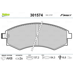 VALEO 301574 Brzdové platničky Predné pre