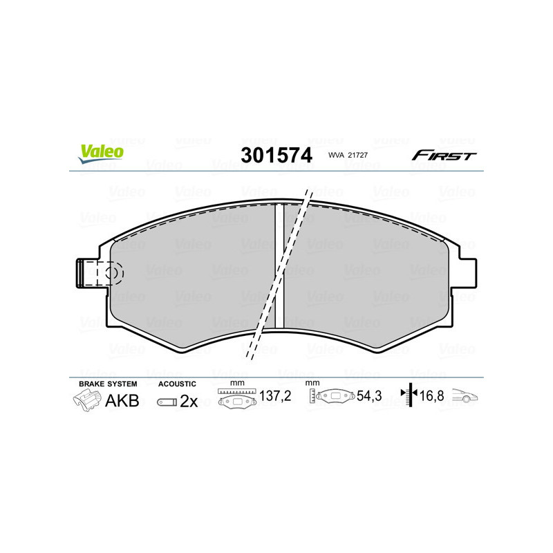 VALEO 301574 Brzdové destičky Přední pro