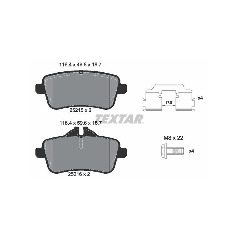 TEXTAR 2521502 Pastiglie freno posteriore per Mercedes GLE M GL GLS CLA A GLA SLC SLK